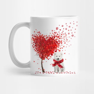 Happy Valentine's Day Heart Tree Love Samoyed Mug